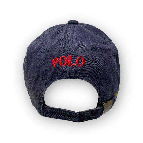 USA Premium Headwear Polo Logo Hat Blue Cotton StrapBack Baseball Cap OSFM Flaws - Picture 4 of 11